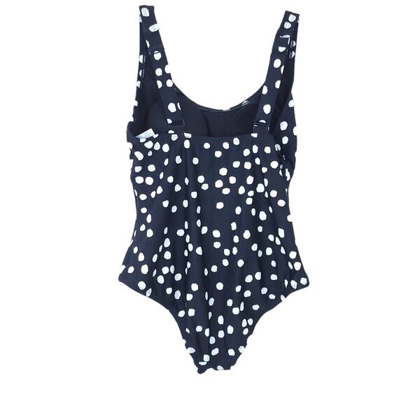 Kona Sol Black White Polkadot One Piece Bathing Suit Medium Swimsuit - Picture 2 of 5